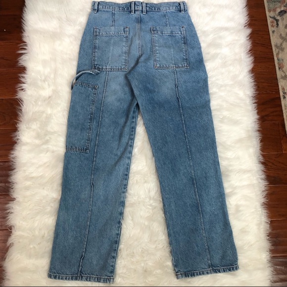 Zara Super High Rise Cargo Jeans Denim Pants Retro Style Wide Flare Leg - Picture 2 of 2